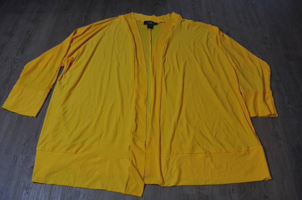Womens 3XL Bright Yellow Open Front Cardigan Jacket Lightweight Plus Size